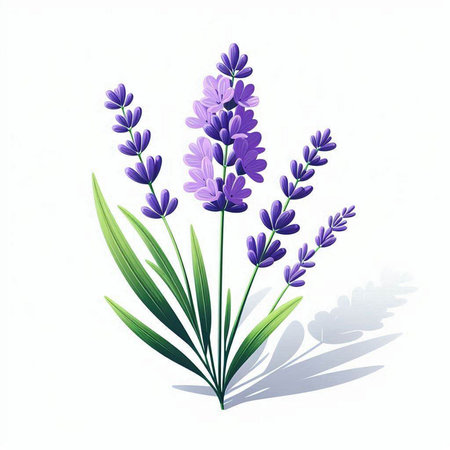 Lavender flowers on a white background. Vector illustration of lavender.のイラスト素材