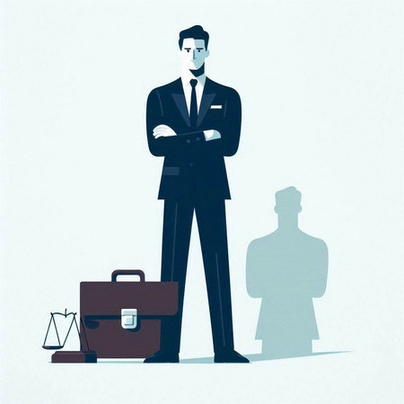 Businessman with briefcase. Vector illustration in a flat style.のイラスト素材