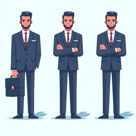 Businessman character design. Vector illustration in flat cartoon style. Isolated on white background.のイラスト素材
