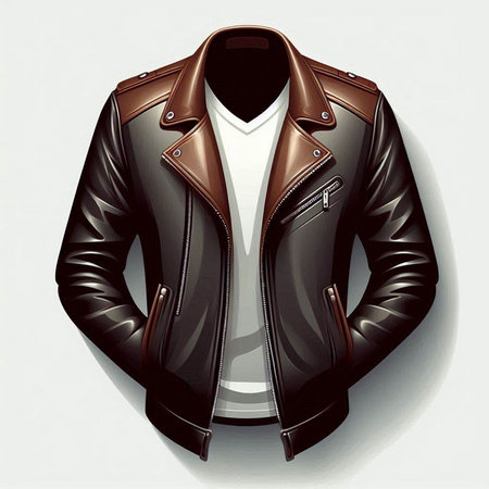 Men's leather jacket on a white background. Vector illustration. Eps 10.のイラスト素材