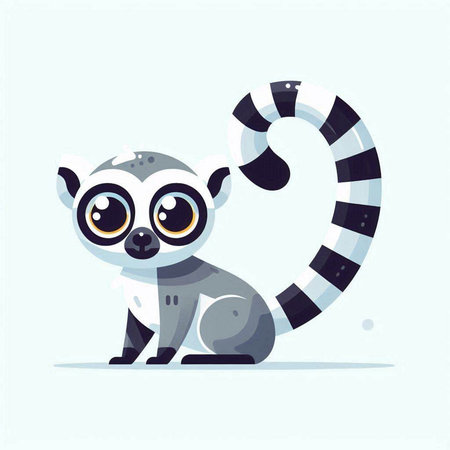 Cute cartoon lemur. Vector illustration in a flat style.のイラスト素材