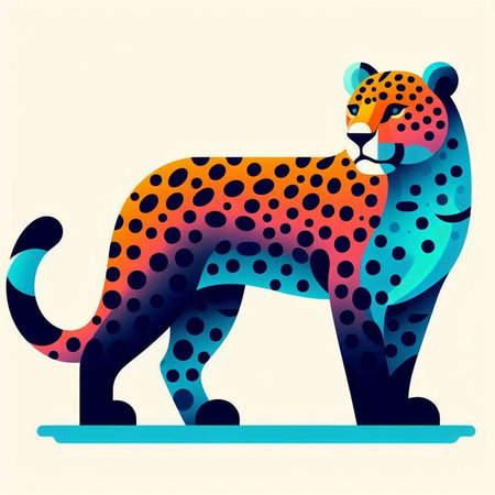 Cheetah vector illustration. Can be used as a greeting card.のイラスト素材