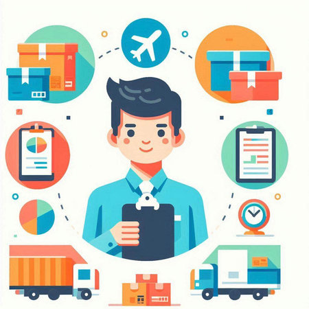 Flat design modern vector illustration concept of online delivery and logistics.のイラスト素材