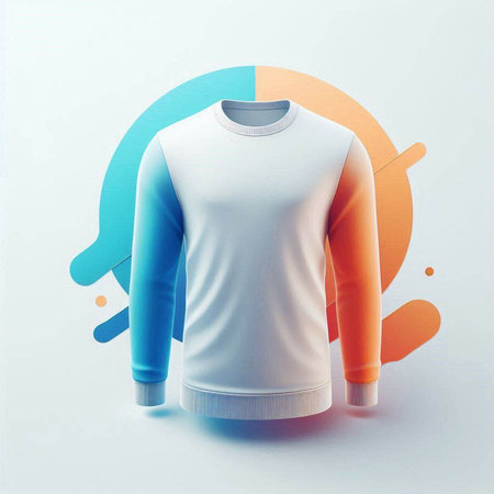 T-shirt mockup on white background, 3d illustration.のイラスト素材