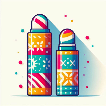 Cosmetic bottle with colorful pattern, vector illustration. Flat design.のイラスト素材