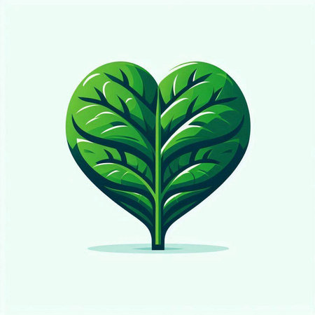 Green leaf in the shape of a heart. Vector Illustration.のイラスト素材