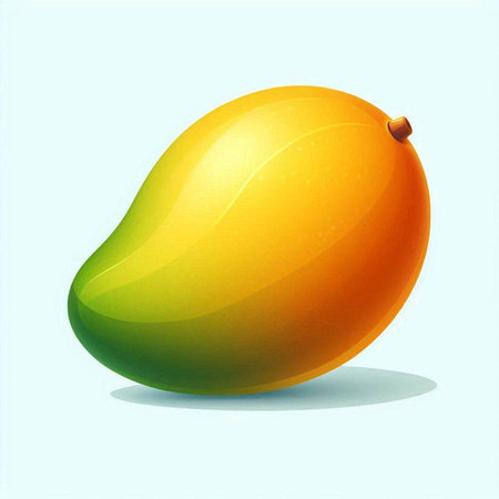 Mango fruit on a light blue background. Vector illustration of mango.のイラスト素材