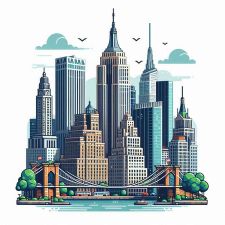 Manhattan, New York City, United States of America. Vector illustration.のイラスト素材