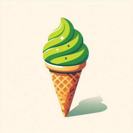 Ice cream in a waffle cone on a light background. Vector illustrationのイラスト素材