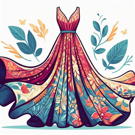 Wedding dress with floral ornament. Vector illustration. EPS 10のイラスト素材