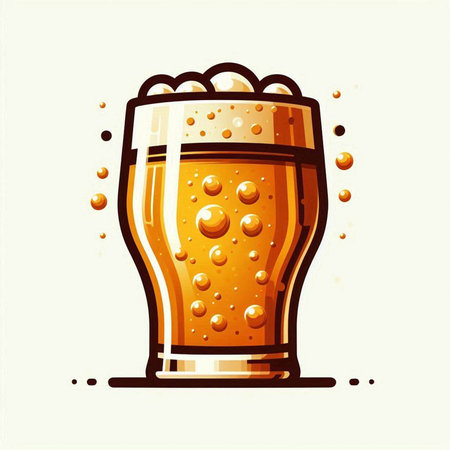 Glass of beer on a white background. Vector illustration in cartoon style.のイラスト素材