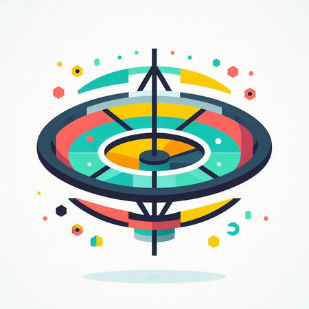 Roulette icon, vector illustration. Flat design style, modern colorful concept.のイラスト素材