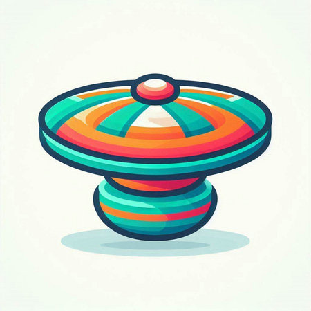 Funny colorful flying saucer. Vector illustration in cartoon style.のイラスト素材