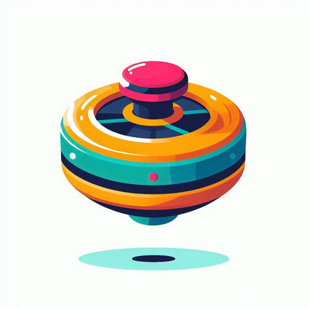 Cartoon spinning top toy. Vector illustration isolated on white background.のイラスト素材