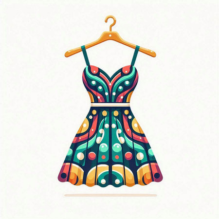 Illustration of a summer dress on a hanger on a white backgroundのイラスト素材