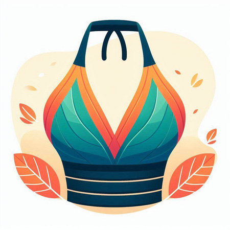 Swimsuit, vector illustration of a swimsuit on a background of autumn leavesのイラスト素材