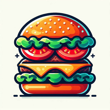 Hamburger vector icon, fast food illustration, hamburger logo design.のイラスト素材
