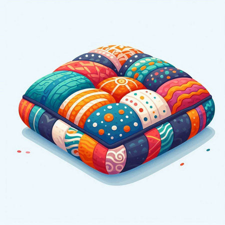 Illustration of a colorful pillow with a pattern. Vector illustration.のイラスト素材