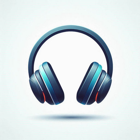 Headphones with blue shadows on white background. Eps 10 vector file.のイラスト素材