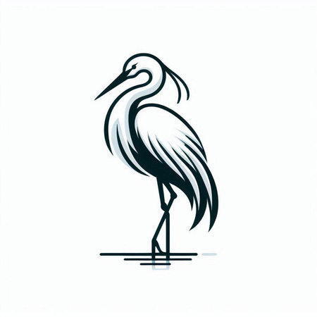 Heron. Vector illustration. Isolated on a white background.のイラスト素材