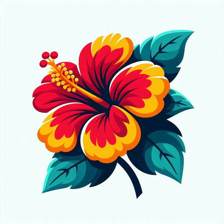 Hibiscus flower on a white background. Vector illustration.のイラスト素材