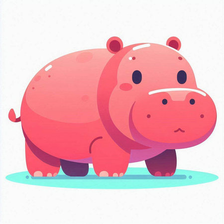 Cute hippo vector illustration on white background. Vector illustration.のイラスト素材