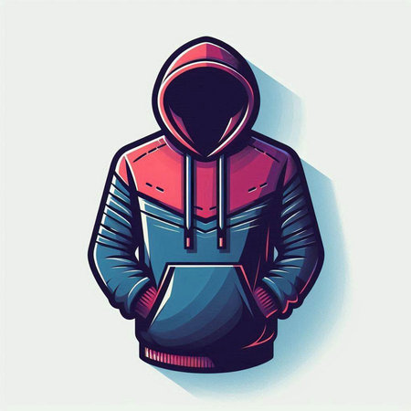 Hooded man in a hooded sweatshirt. Vector illustration.のイラスト素材
