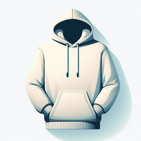 Illustration of a white hooded sweatshirt with a hood.のイラスト素材