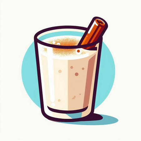 Coffee drink with cinnamon in a glass. Vector illustration.のイラスト素材