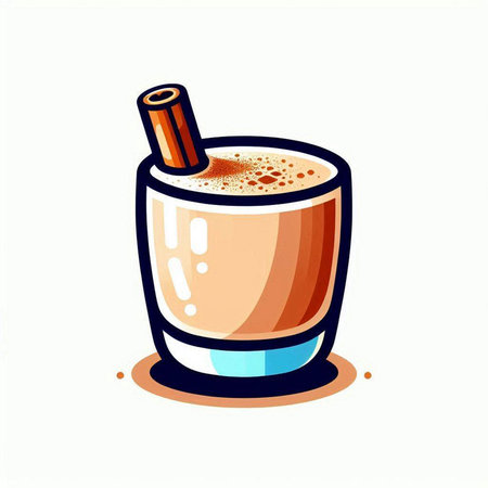 Coffee cup with cinnamon. Vector illustration in cartoon style.のイラスト素材