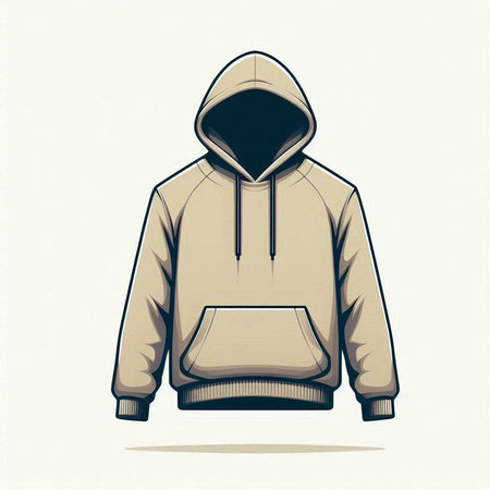 Illustration of a hooded sweatshirt with a hood on a white backgroundのイラスト素材