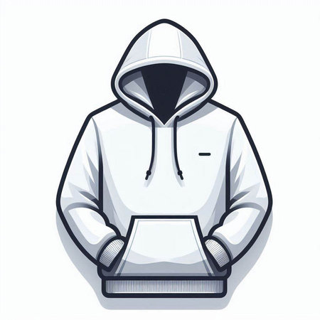 Illustration of a white hooded sweatshirt on a white backgroundのイラスト素材