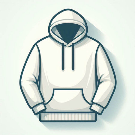Illustration of a white hooded sweatshirt on a white backgroundのイラスト素材