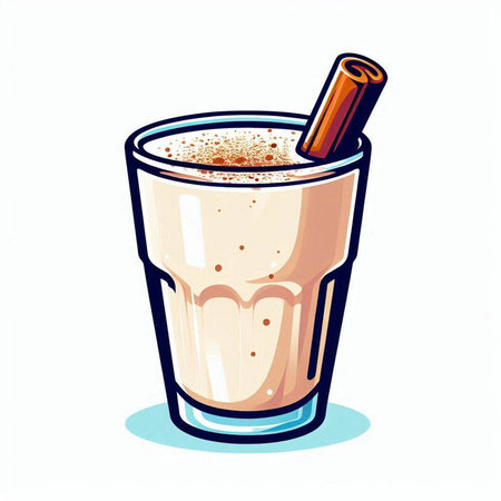 Coffee in a glass with cinnamon. Hand drawn vector illustration.のイラスト素材