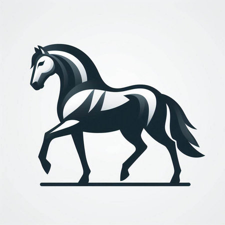 Vector image of a black and white horse on a white background.のイラスト素材