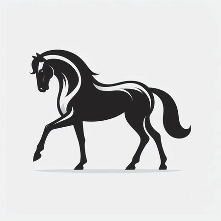 Horse black silhouette isolated on white background. Vector Illustration.のイラスト素材