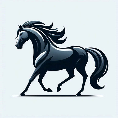 black horse on a white background. Vector illustration of a horse.のイラスト素材