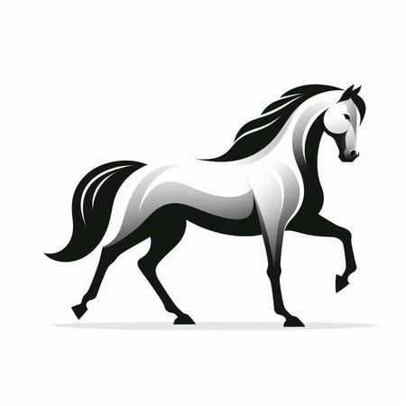 black and white horse isolated on a white background. vector illustration.のイラスト素材
