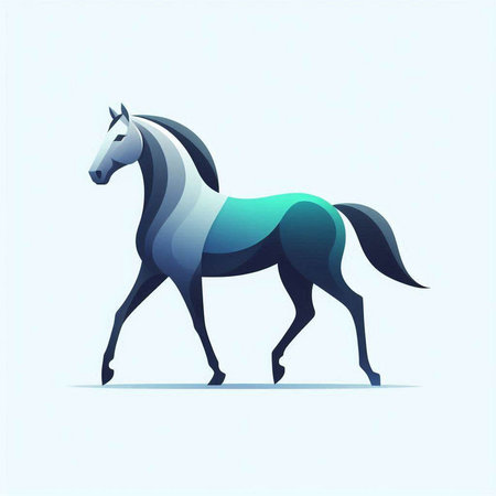 Vector illustration of a blue horse on a white background. Horse icon.のイラスト素材