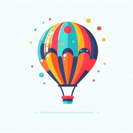 Colorful hot air balloon icon. Vector illustration in flat style.のイラスト素材