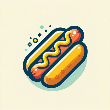 Hot dog icon. Vector illustration of fast food. Flat style.のイラスト素材