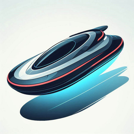 Futuristic flying saucer on a white background. Vector illustration.のイラスト素材