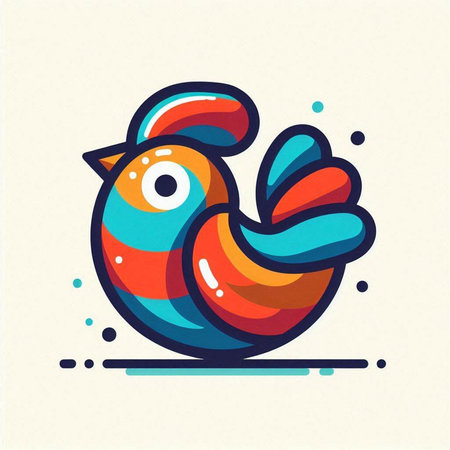 Cute cartoon rooster. Colorful vector illustration in flat style.のイラスト素材