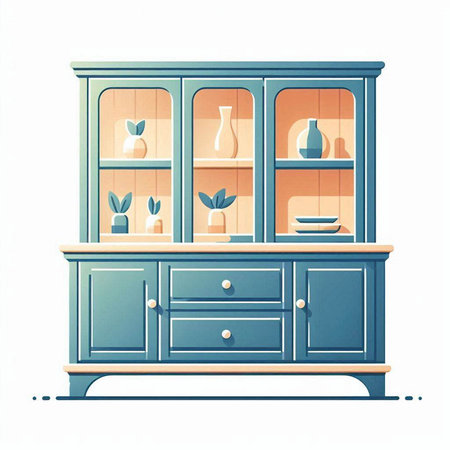Cabinet with cupboard and vase. Vector illustration.のイラスト素材