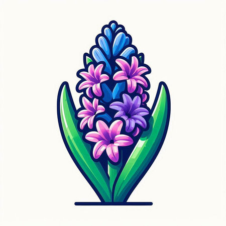 Hyacinth flower on white background. Vector illustration in retro style.のイラスト素材