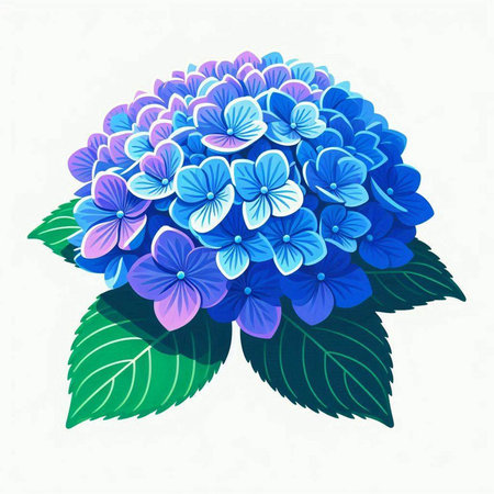 Blue hydrangea on a white background. Vector illustration.のイラスト素材