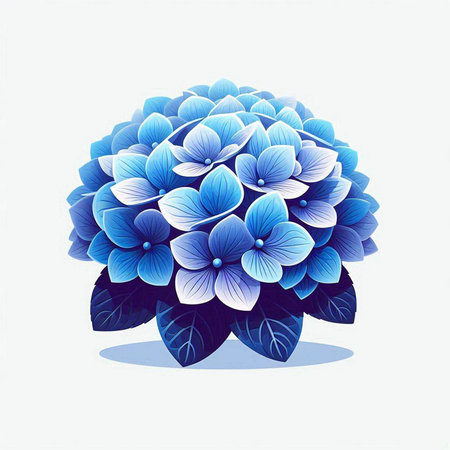 Blue hydrangea flower on white background. Vector illustration.のイラスト素材