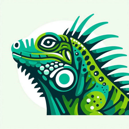 Green iguana on white background. Vector illustration for your design.のイラスト素材