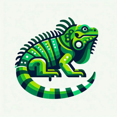 Green iguana on a white background. Isolated vector illustration.のイラスト素材