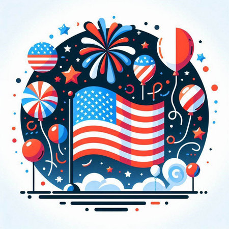 American Independence Day. 4th of July. Vector Illustration.のイラスト素材